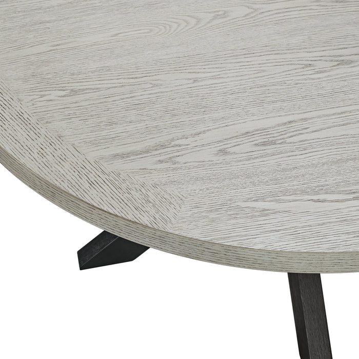 Axel 5PC Standard Height Dining Set in Espresso-Round Table and Four Light Grey Fabric Chairs
