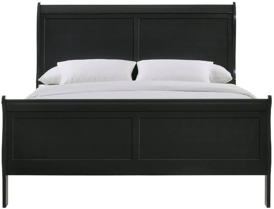Elements International Louis Philippe Full Panel Bed in Black