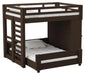 Elements International Cali Kids Twin Over Full Basic Loft Bed with Desk in Brown image