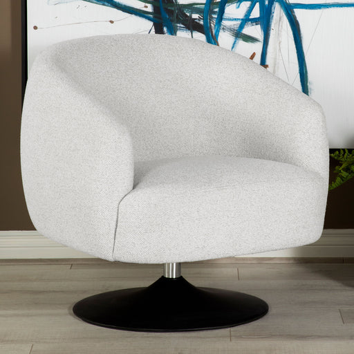 Dave Upholstered Swivel Accent Chair Beige and Matte Black image