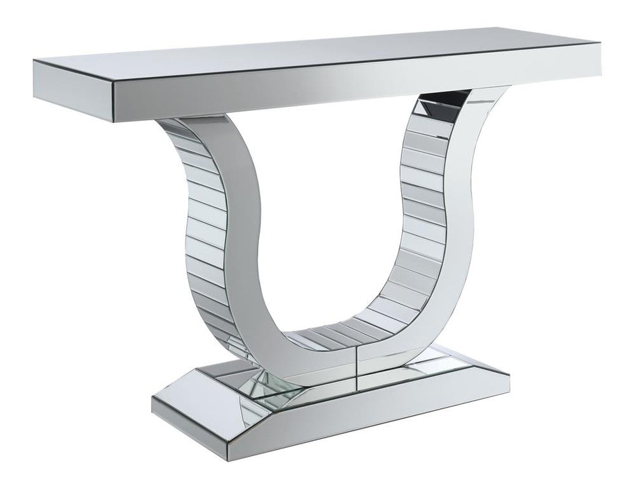 Saanvi Console Table with U-shaped Base Clear Mirror image