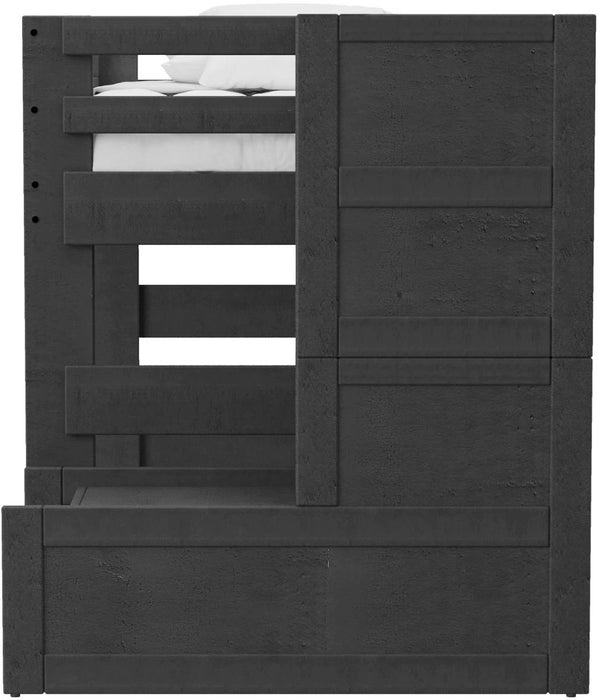 Elements International Cali Kids Twin Junior Loft Bed with Staircase in Sleek Gray