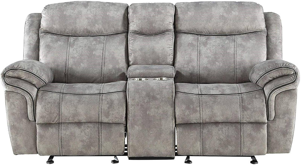 Acme Furniture Zubaida Motion Loveseat with Console in 2-Tone Gray Velvet 55026 image