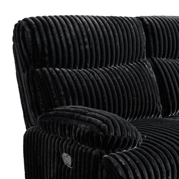 Admiral 3PC Living Room Set in Masis Black-Sofa, Loveseat & Recliner