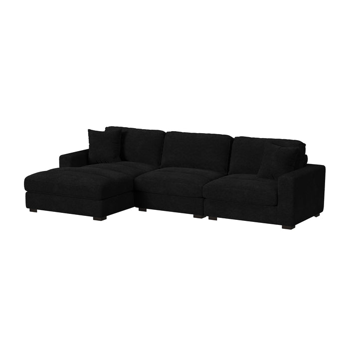 Arizona 3PC Sectional Set with LHF Chaise in Steno Black