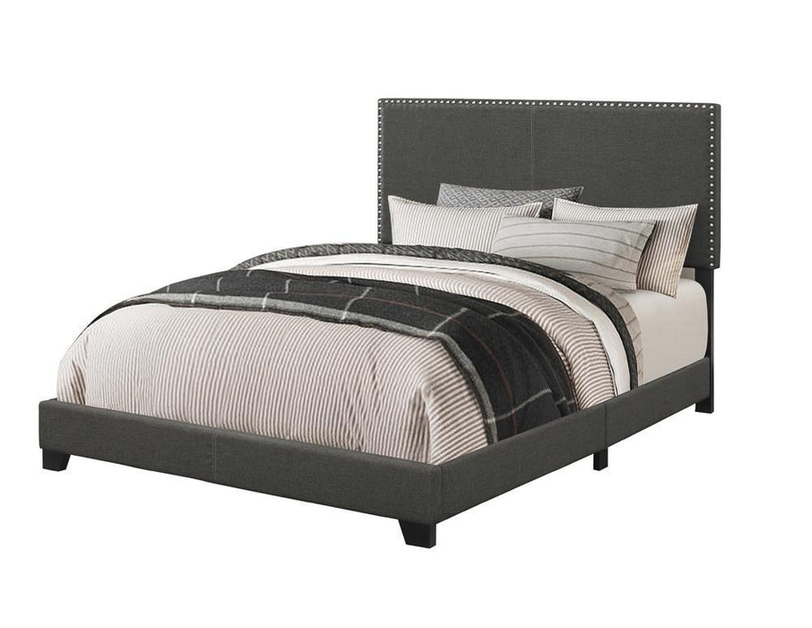 Boyd Full Upholstered Bed with Nailhead Trim Charcoal