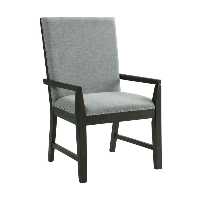 Donovan 7PC Standard Height Dining Set-Table, Four Side Chairs & Two Arm Chairs in Gray
