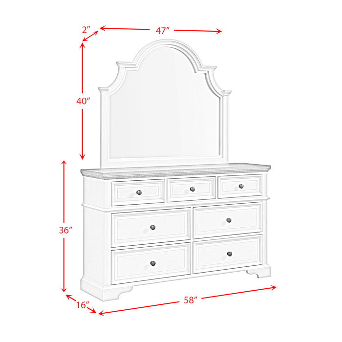 Eastwood Youth Dresser and Mirror Set in Brown and Off-White