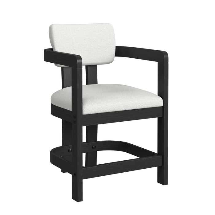 Portland Arm Counter Stool with White Fabric in Black (2 Per Carton)