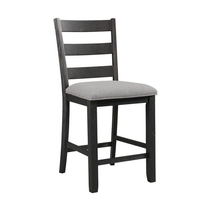 Martin Counter Side Chair with Grey Fabric - Black Finish (2 Per Carton)