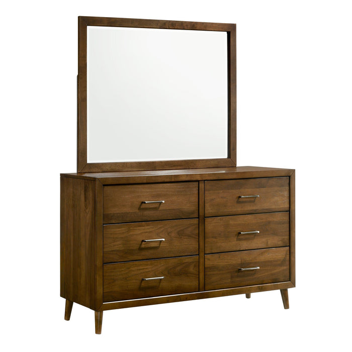 Malibu 6-Drawer Dresser & Mirror in Walnut