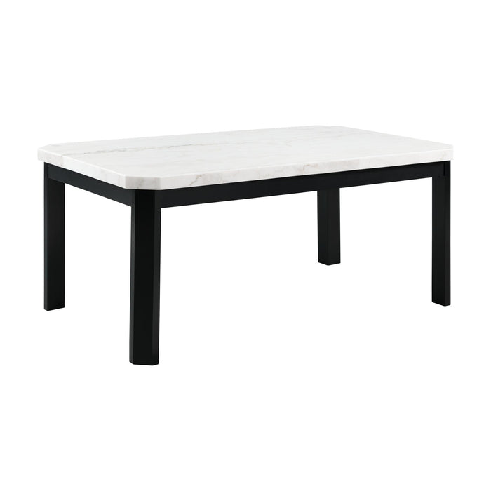 Francesca White Marble Rectangular 5PC Dining Set-Table & Four Black PU Chairs