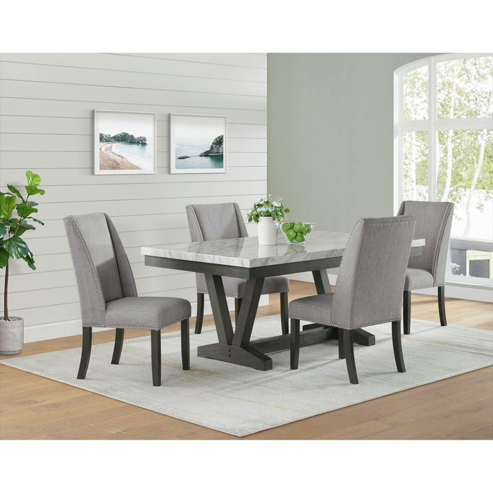 Everdeen Side Chair w/ Grey Fabric and Nail Heads in Charcoal (2 Per Carton)