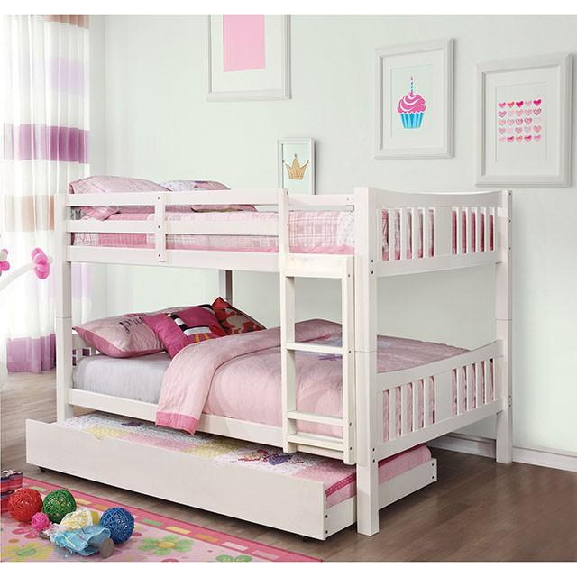 Cameron Dark Walnut, White & Gray Full/Full Bunk Bed