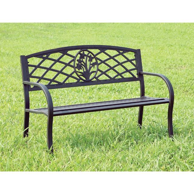 MINOT Black Patio Steel Bench