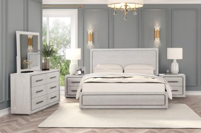 Crowthorne E.King & Queen Bed Grey & White