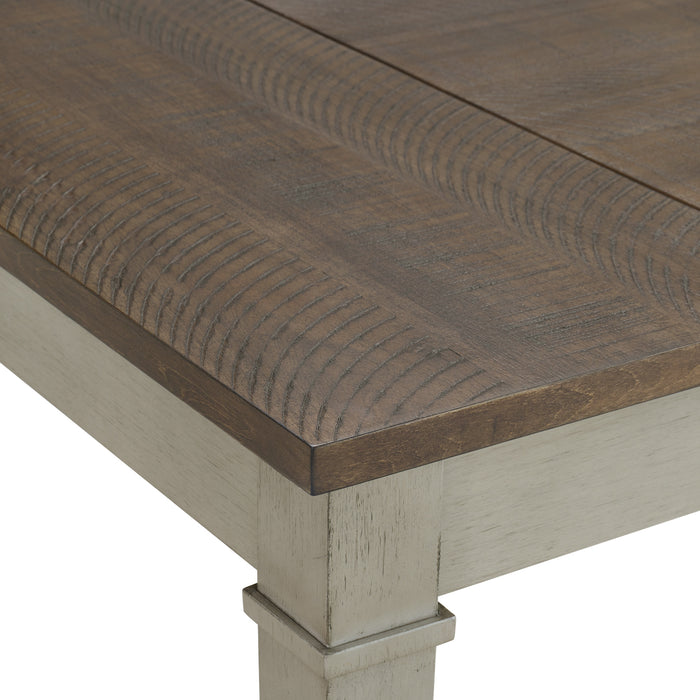 Farmington Rectangular Dining Table in Medium Brown and Washed Stone