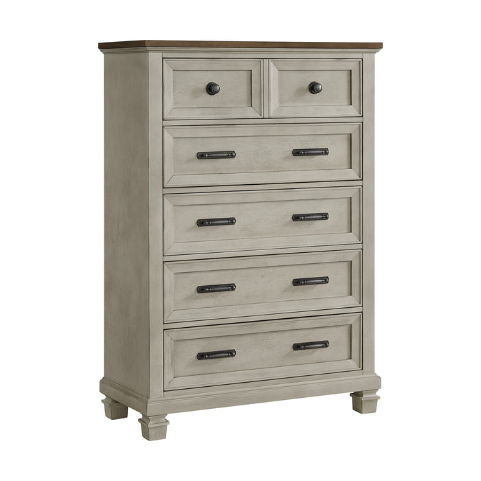Farmington Panel Bedroom Set in Medium Brown and Washed Stone