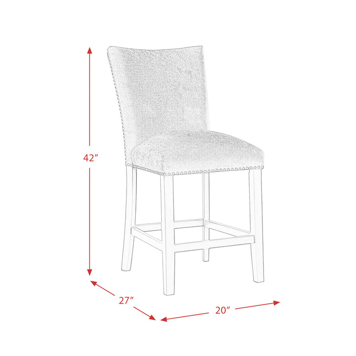 Francesca White Marble Square 5PC Counter Height Dining Set-Table & Four Grey Velvet Chairs