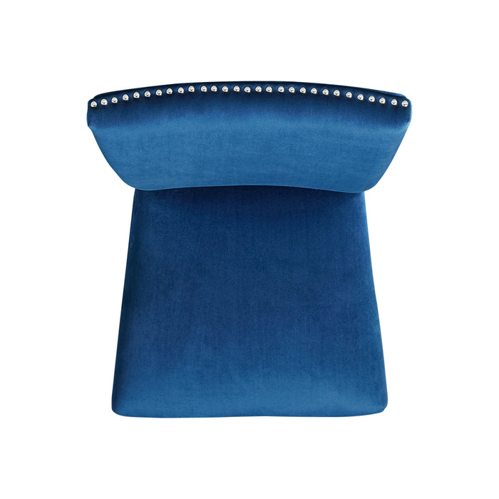 Francesca White Marble Square 5PC Counter Height Dining Set-Table & Four Blue Velvet Chairs