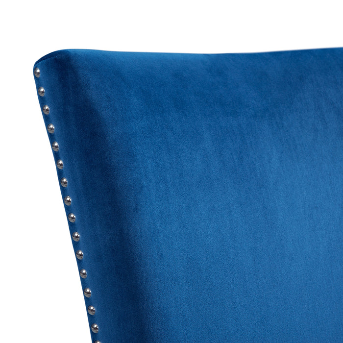 Francesca Rectangular Dining Blue Velvet Side Chair (2 Per Pack)