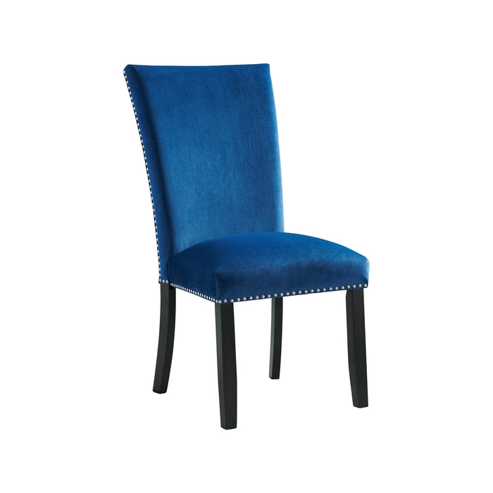 Valentino White 5PC Dining Set-Table & Four Blue Chairs