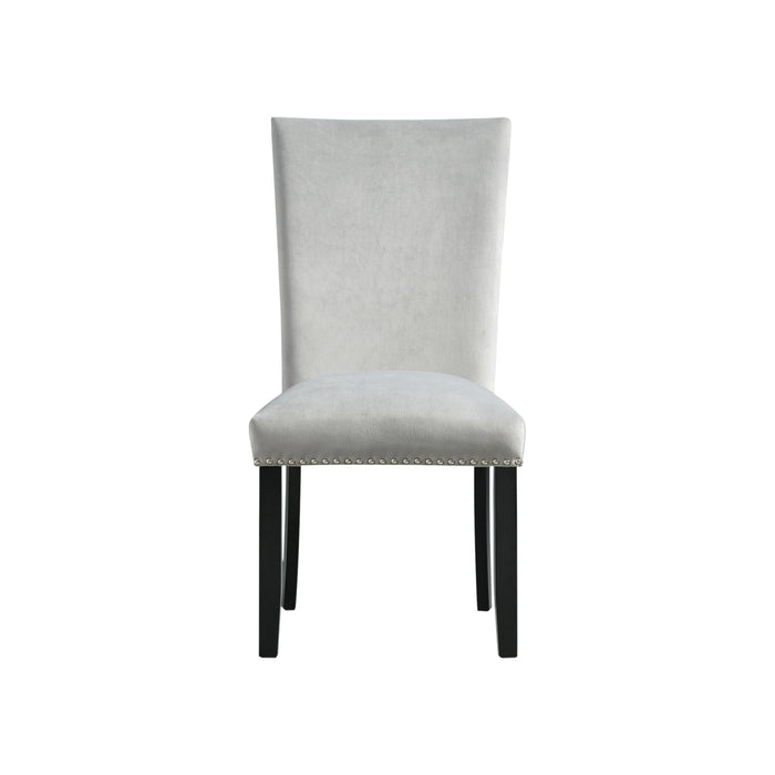 Francesca Rectangular Dining Grey Velvet Side Chair W/ Nailhead Trim (2 Per Pack)