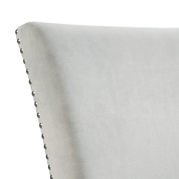 Francesca Rectangular Dining Grey Velvet Side Chair W/ Nailhead Trim (2 Per Pack)