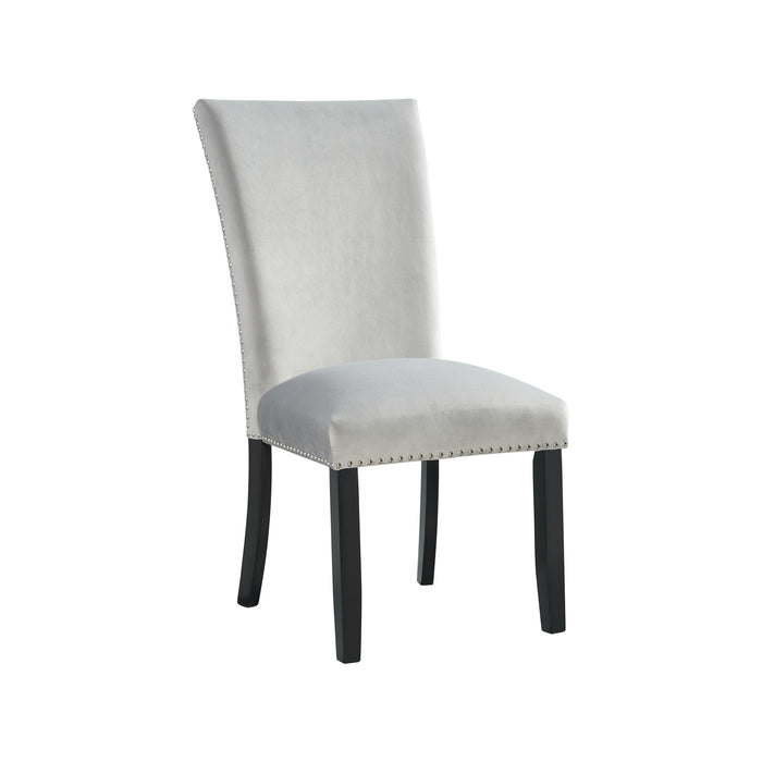 Valentino White 5PC Dining Set-Table & Four Grey Chairs