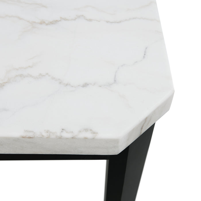 Francesca White Marble Rectangular 5PC Dining Set-Table & Four Black PU Chairs