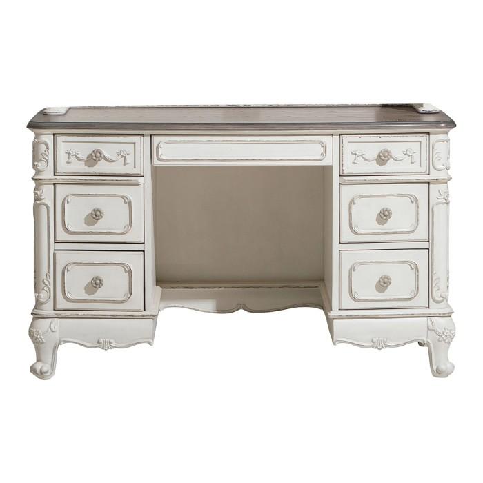 Cinderella Writing Desk in Antique White with Grey Rub-Through 1386NW-11 image