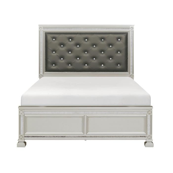 Bevelle Queen Upholstered Panel Bed in Silver 1958-1 image