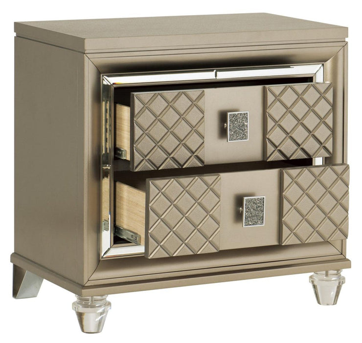 Loudon 2 Drawer Nightstand in Champagne Metallic 1515-4