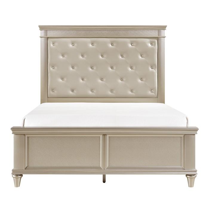 Celandine Queen Panel Bed in Pearl/Silver 1928-1*