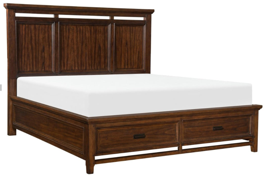 Homelegance Frazier King Upholstered Storage Platform Bed in Dark Cherry 1649K-1EK*