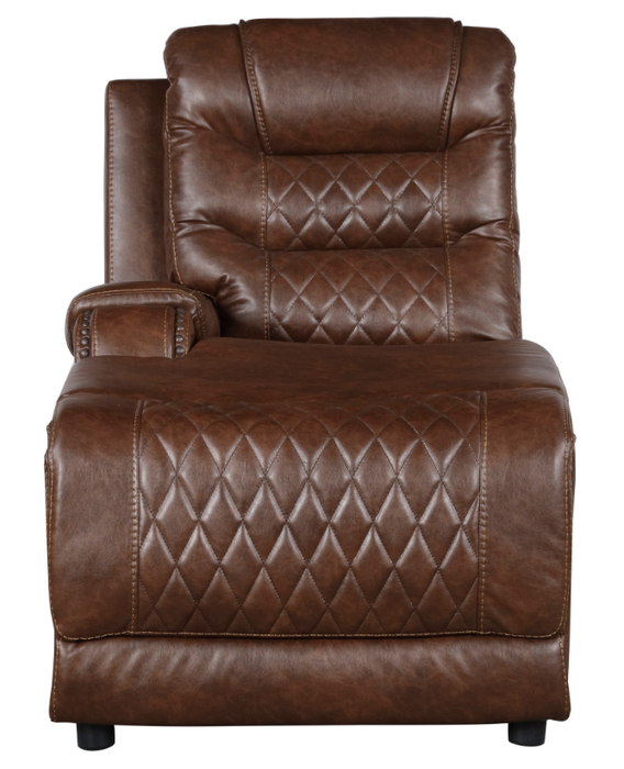 Putnam Power Left Side Reclining Chaise with USB Port in Brown 9405BR-LCPW