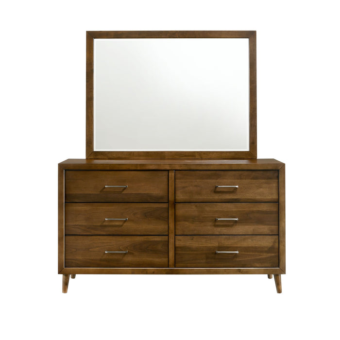 Malibu 6-Drawer Dresser & Mirror in Walnut