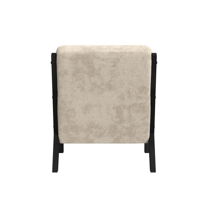 Marina Chair with kidney pillow in Langley Cream and Brushed Espresso Finish