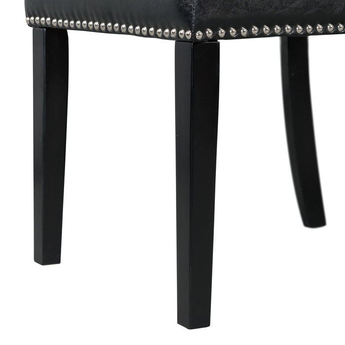 Francesca White Marble Rectangular 5PC Dining Set-Table & Four Black PU Chairs