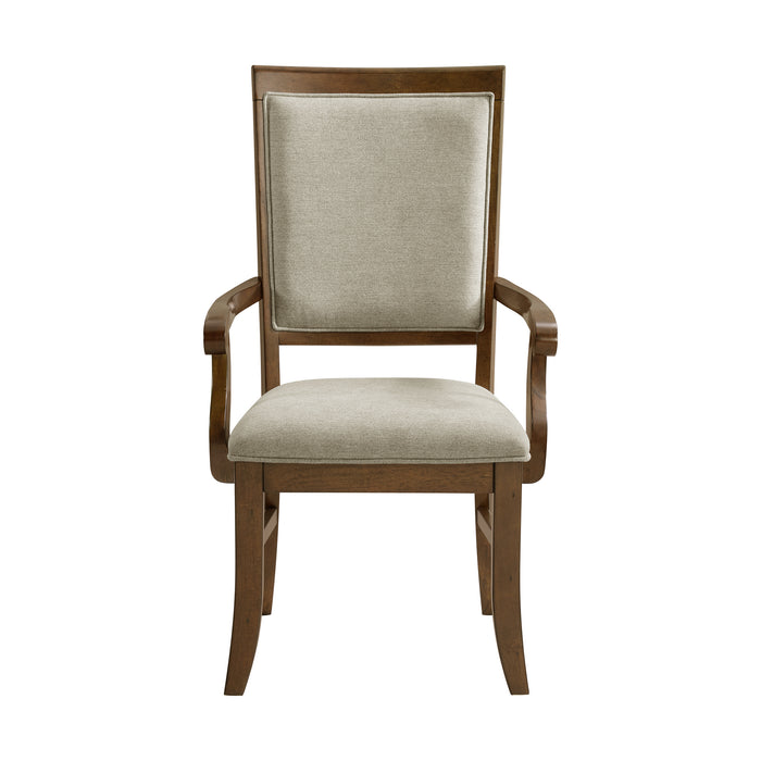 Phillipe Dining Arm Chair with Grey Fabric in Cherry (2 Per Carton)