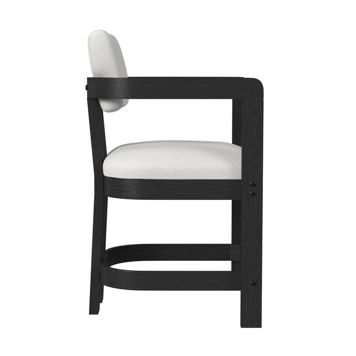Portland Arm Counter Stool with White Fabric in Black (2 Per Carton)