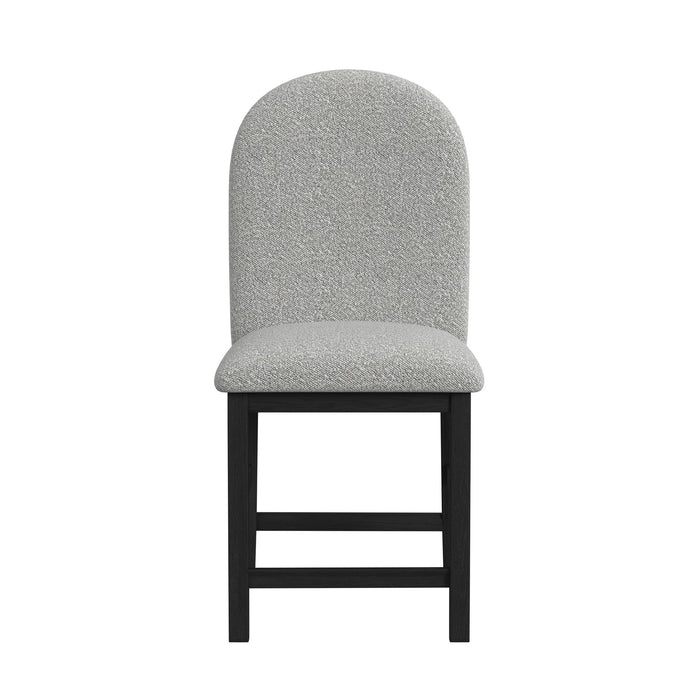 Portland Round Back Counter Stool with Grey Fabric in Black (2 Per Carton)