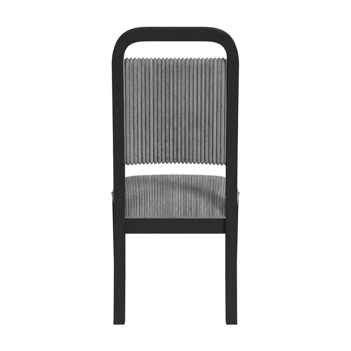 Ridgemont Standard Height Dining Set in Black with Grain-Table and Four Grey Fabric Chairs