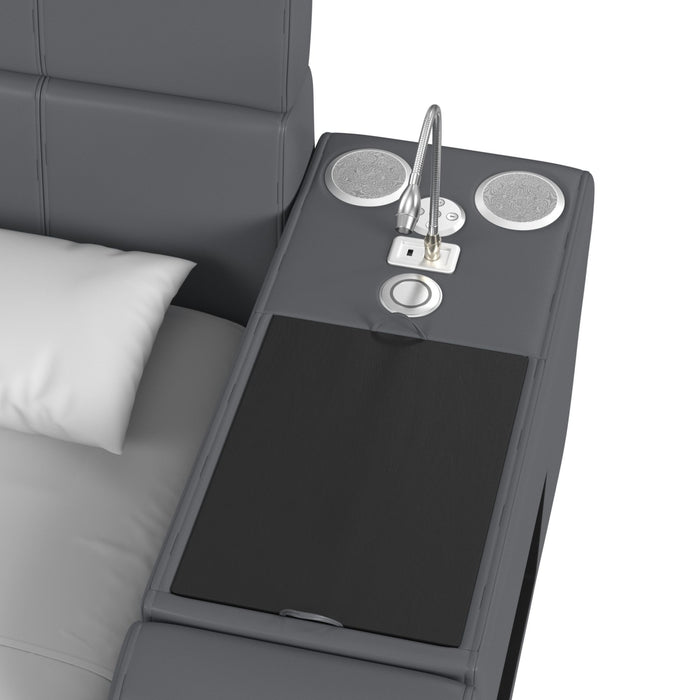 Valari Nightstand with Electronic Features in Grey PU