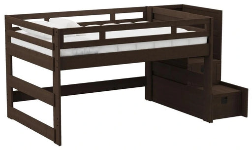 Elements International Cali Kids Full Junior Loft Bed with Staircase in Brown image