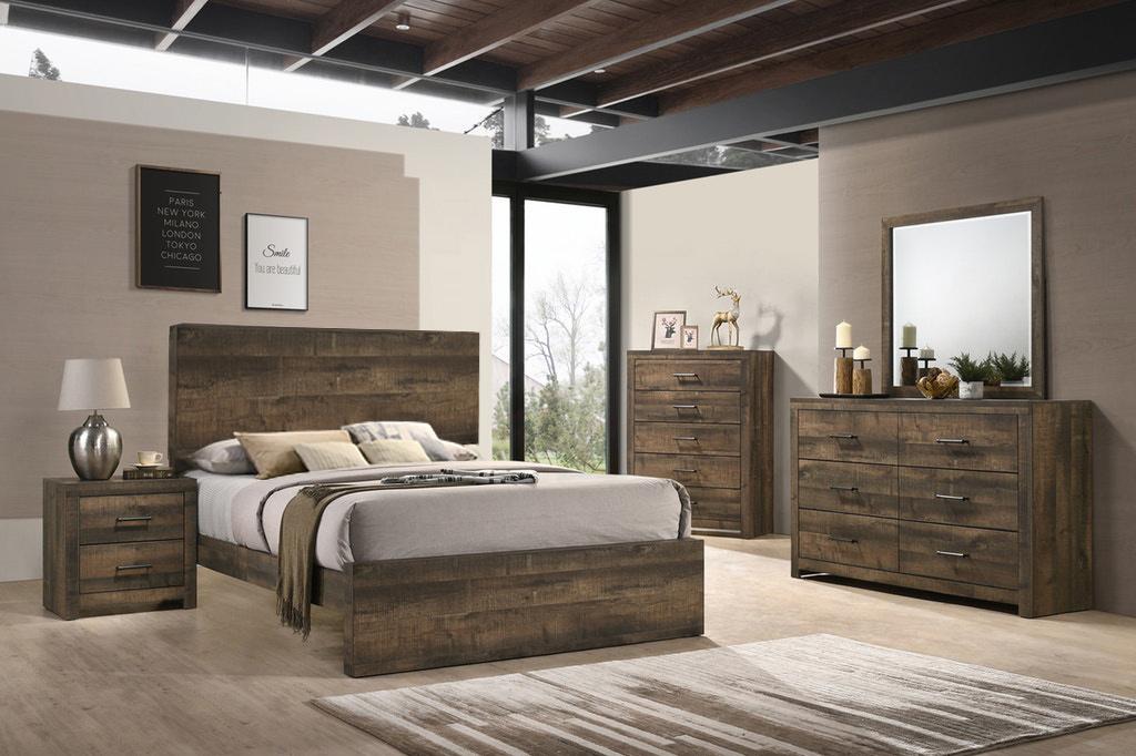 Elements International Bailey King Panel Bed in Warm Walnut BY500KB