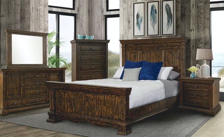 Elements International Condesa Tobacco Queen Panel Bed in Brown