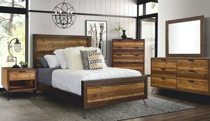 Elements International Cruz King Panel Bed in Brown
