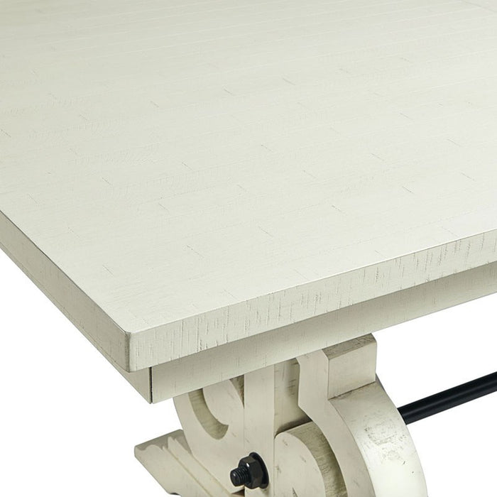 Elements International Stone Counter Height Dining Table in WhiteC