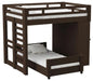Elements International Cali Kids Twin Over Twin Basic Loft Bed with Desk in Brown image